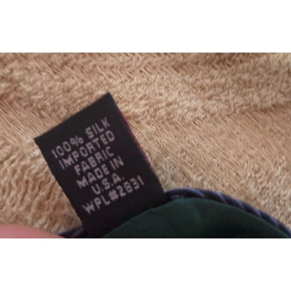 Vintage 90s Tommy Hilfiger Silk Necktie 1990s Yellow Blue Preppy Retro Hipster - Picture 4 of 5